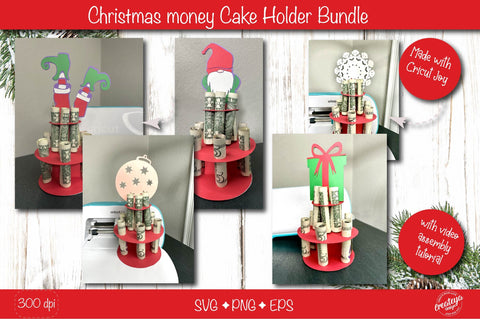Christmas money cake holder SVG Bundle| Cardstock money cake| Christmas Money holder svg Bundle SVG Createya Design 