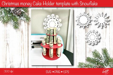 Christmas money cake holder SVG Bundle| Cardstock money cake| Snowflake Christmas Ornament Money holder svg SVG Createya Design 