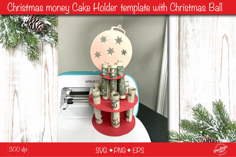 Christmas money cake holder SVG| Cardstock money cake| Christmas Ball Money holder svg SVG Createya Design 