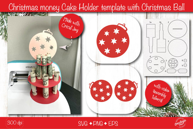Christmas money cake holder SVG| Cardstock money cake| Christmas Ball Money holder svg SVG Createya Design 