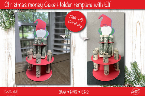 Christmas money cake holder SVG| Gnome Cardstock money cake| Christmas Money holder svg SVG Createya Design 