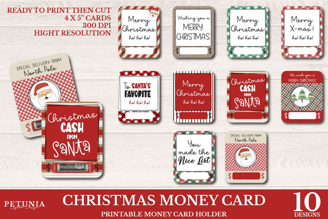 Christmas Money Card Bundle | Christmas Card Sublimation Petunia Digital Design 