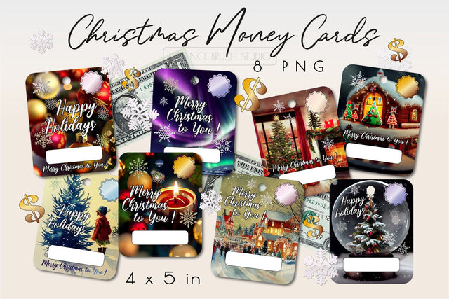 Christmas Money Card Bundle Printable Gift Card Holder Sublimation OrangeBrushStudio 
