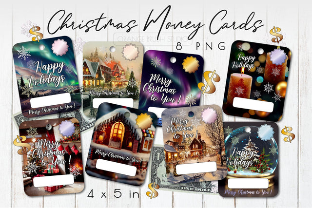 Christmas Money Card Bundle Printable Money Card Holder PNG Sublimation OrangeBrushStudio 