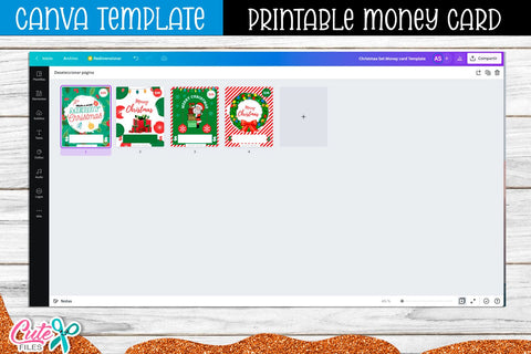 Christmas Money Card Canva Template SVG Cute files 