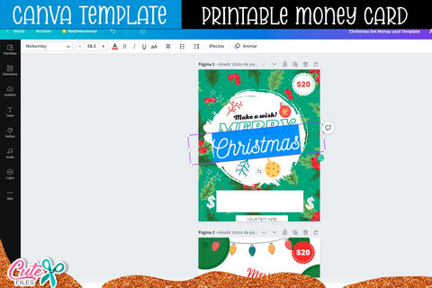 Christmas Money Card Canva Template SVG Cute files 