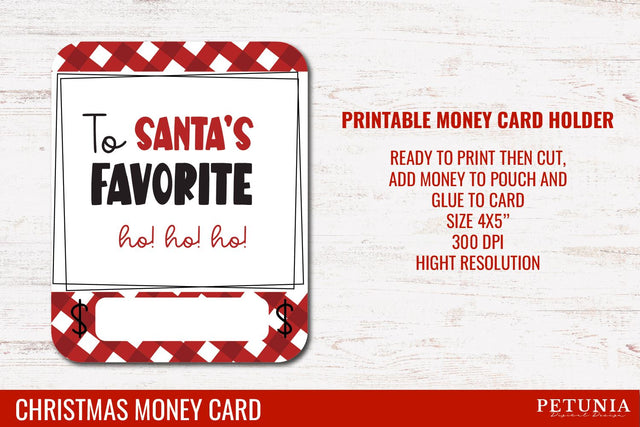 Christmas Money Card | Money Card Holder PNG SVG Petunia Digital Design 