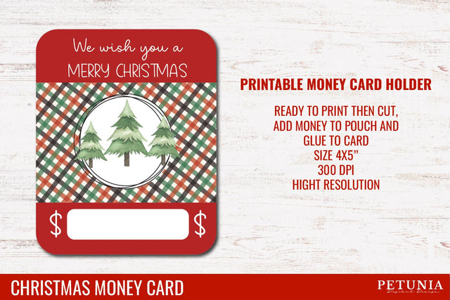 Christmas Money Card | Money Card Holder PNG SVG Petunia Digital Design 