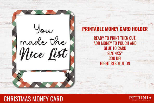 Christmas Money Card | Money Card Holder PNG SVG Petunia Digital Design 
