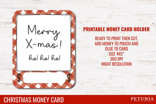 Christmas Money Card | Money Card Holder PNG SVG Petunia Digital Design 