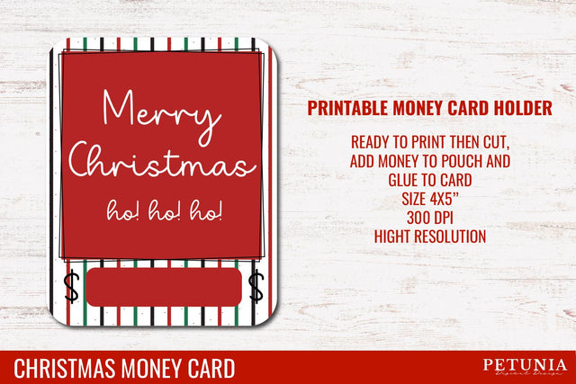 Christmas Money Card | Money Card Holder PNG SVG Petunia Digital Design 