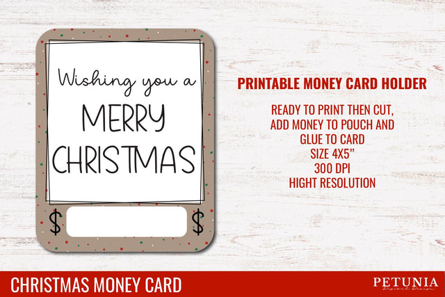 Christmas Money Card | Money Card Holder PNG SVG Petunia Digital Design 