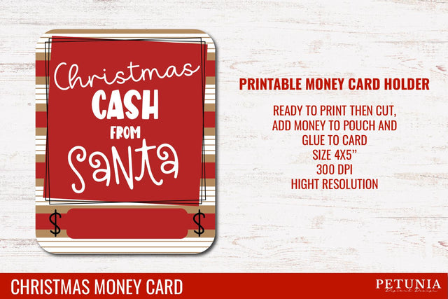 Christmas Money Card | Money Card Holder PNG SVG Petunia Digital Design 