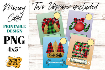 Christmas Money Card printable 4 design. Money card holder Sublimation Yustaf Art Store 