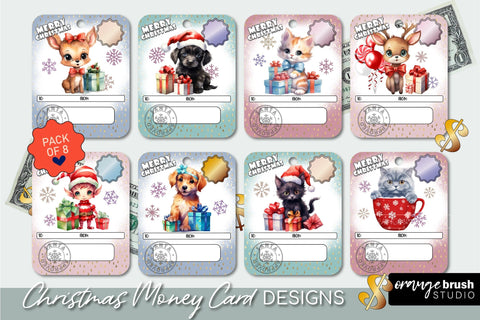 Christmas Money Card Printable Designs: Lip Balm Card Bundle Sublimation OrangeBrushStudio 