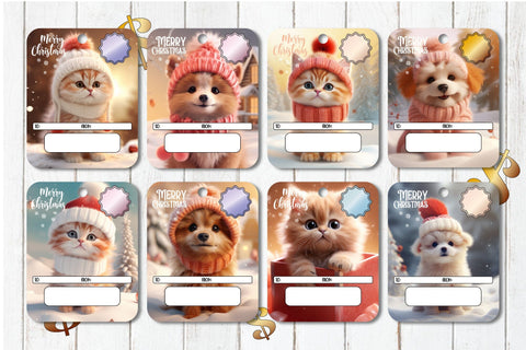 Christmas Money Card Printable: Lip Balm Card, Cat & Dog Sublimation OrangeBrushStudio 