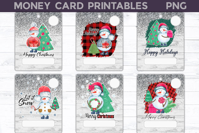 Christmas Money Card Printable | Snowman Money Card PNG Sublimation WatercolorColorDream 