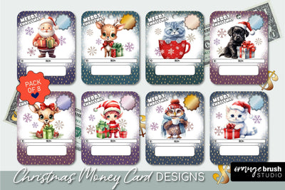 Christmas Money Holder, Money Card Printable Designs Bundle Sublimation OrangeBrushStudio 
