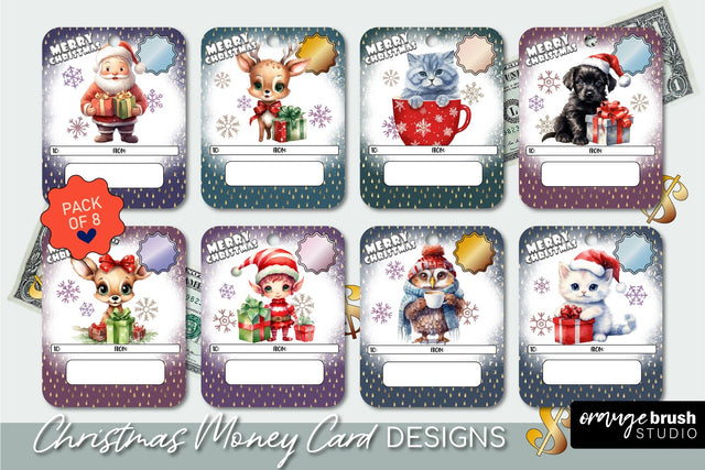 Christmas Money Holder, Money Card Printable Designs Bundle Sublimation OrangeBrushStudio 