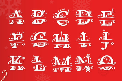 Christmas Monogram Alphabet - Christmas Split Letters SVG Big Design &Co 