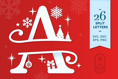 Christmas Monogram Alphabet - Christmas Split Letters SVG Big Design &Co 