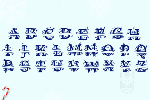 Christmas Monogram Alphabet - Christmas Split Letters SVG Big Design &Co 