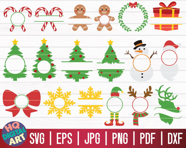Christmas Monogram Bundle SVG | Christmas Monogram Frame SVG | Christmas Split Monogram SVG SVG HQDigitalArt 