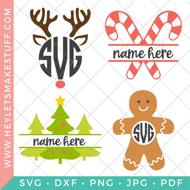 Christmas Monogram Bundle SVG Hey Let's Make Stuff 