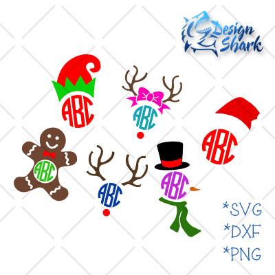 Christmas Monogram Frame Set SVG Design Shark 