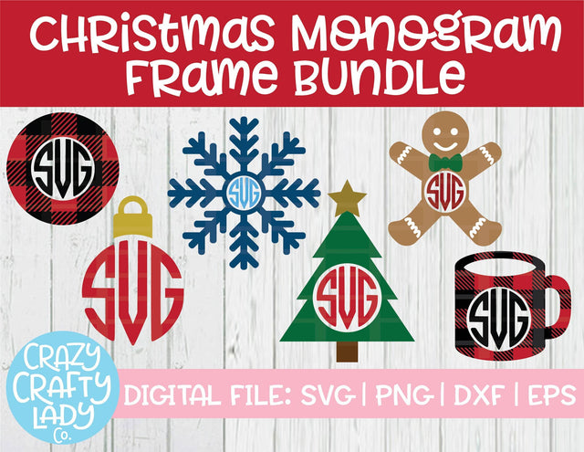 Christmas Monogram Frame SVG Cut File Bundle SVG Crazy Crafty Lady Co.