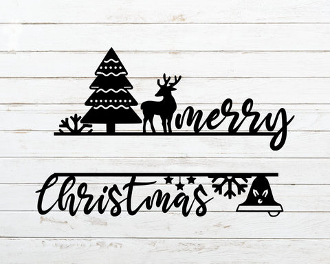 Christmas Monogram Frame SVG, Merry Christmas SVG, Christmas Tree, Cricut Cut Files, Silhouette,Reindeer svg,Split Monogram,Snow Flake svg SVG NextArtWorks 