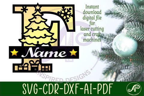 Christmas monogram letter bundle Name signs SVG 3 layer SVG APInspireddesigns 