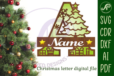 Christmas monogram letter bundle Name signs SVG 3 layer SVG APInspireddesigns 