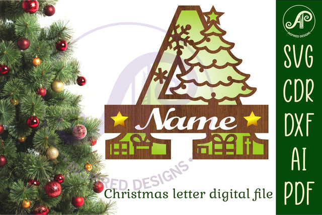 Christmas monogram letter bundle Name signs SVG 3 layer SVG APInspireddesigns 