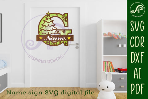 Christmas monogram letter bundle Name signs SVG 3 layer SVG APInspireddesigns 