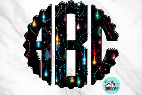Christmas Monogram PNG, Holiday Dripping Lights Alphabet Doodle Set Sublimation Crafty Mama Studios 