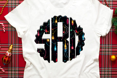 Christmas Monogram PNG, Holiday Dripping Lights Alphabet Doodle Set Sublimation Crafty Mama Studios 