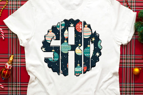 Christmas Monogram PNG, Holiday Ornaments Alphabet Doodle Set Sublimation Crafty Mama Studios 