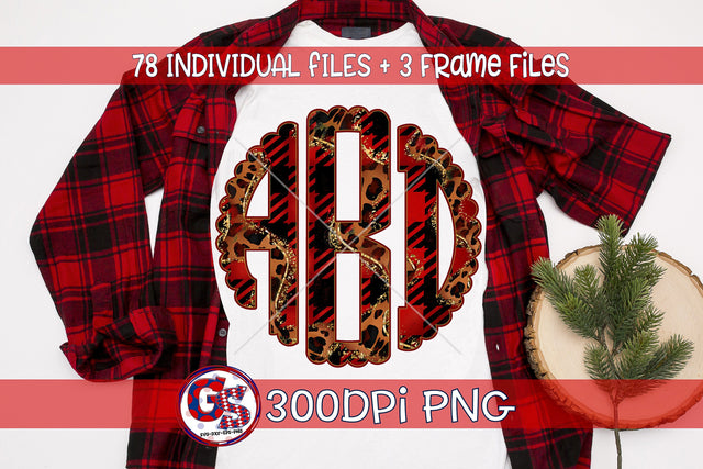 Christmas Monogram Set with3 Frames PNG for Sublimation Sublimation Greedy Stitches 