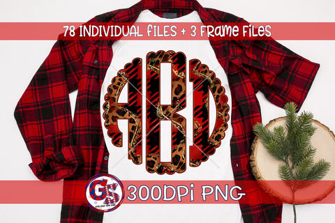 Christmas Monogram Set with3 Frames PNG for Sublimation Sublimation Greedy Stitches 