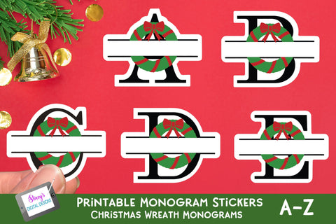 Christmas Monogram Stickers | Wreath Gift Tag Bundle | Christmas Stickers SVG Stacy's Digital Designs 