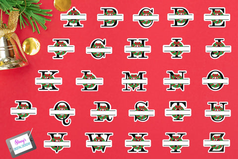 Christmas Monogram Stickers | Wreath Gift Tag Bundle | Christmas Stickers SVG Stacy's Digital Designs 