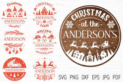 Christmas Monogram svg, Christmas door sign bundle svg cut SVG Digital Rainbow Shop 