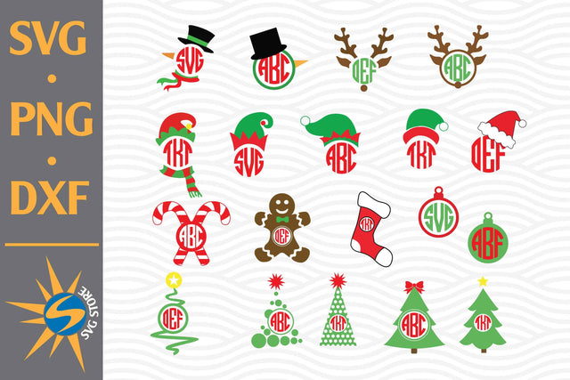 Christmas Monogram SVG, PNG, DXF Digital Files Include SVG SVGStoreShop 