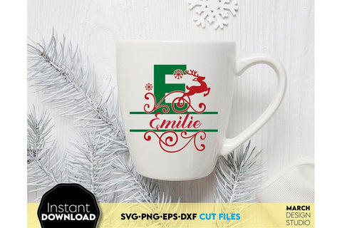 Christmas Monogram SVG, Split Monogram SVG, Monogram Letter SVG, Monogram Alphabet SVG SVG March Design Studio 