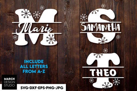 Christmas Monogram SVG, Split Monogram SVG, Monogram Letter SVG, Monogram Alphabet SVG SVG March Design Studio 