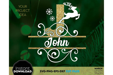 Christmas Monogram SVG, Split Monogram SVG, Monogram Letter SVG, Monogram Alphabet SVG SVG March Design Studio 