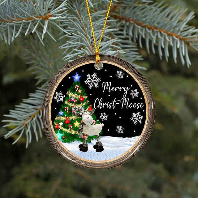 Christmas Moose Ornament Sublimation Design Wood Slice Merry Christ Moose Png Digital Download Sublimation CaldwellArt 
