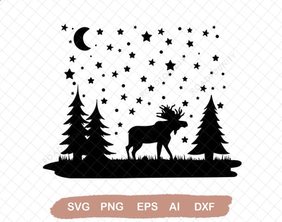 Christmas Moose Scene Svg file, Svg Files For Cricut, 24oz Venti Cold Cup Design, EPS file, SVG file, SVG DiamondDesign 