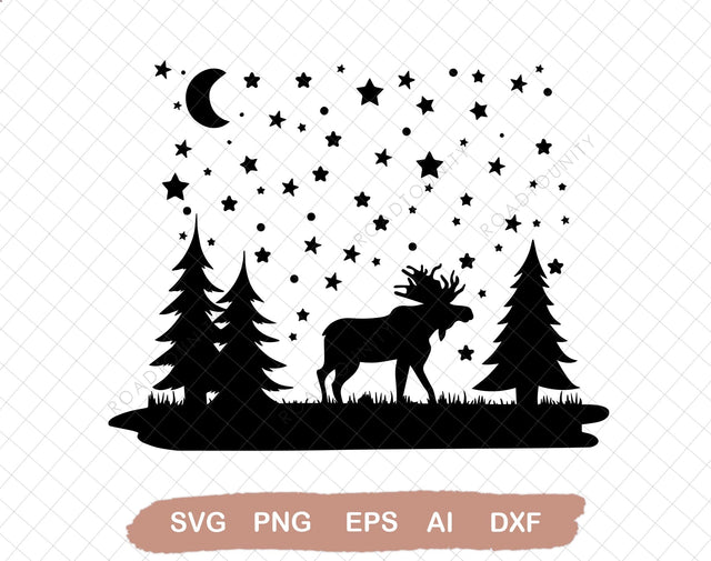 Christmas Moose Scene Svg file, Svg Files For Cricut, 24oz Venti Cold Cup Design, EPS file, SVG file, SVG DiamondDesign 